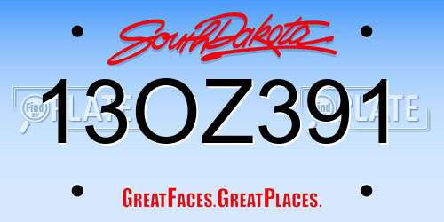13OZ391 South Dakota License Plate