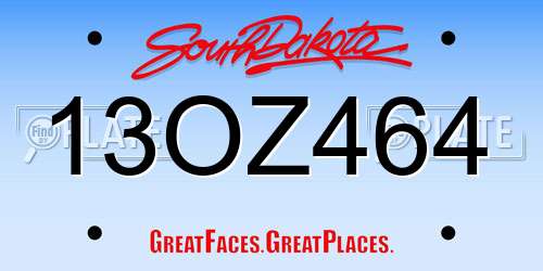 13OZ464 South Dakota License Plate