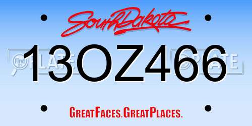13OZ466 South Dakota License Plate
