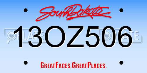 13OZ506 South Dakota License Plate