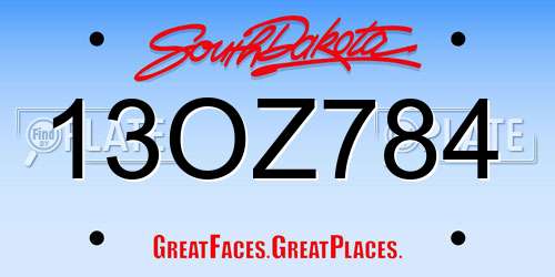 13OZ784 South Dakota License Plate