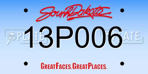 13P006 South Dakota License Plate