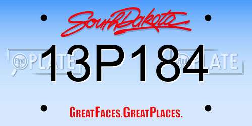 13P184 South Dakota License Plate