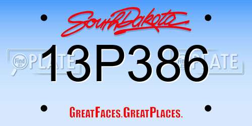 13P386 South Dakota License Plate