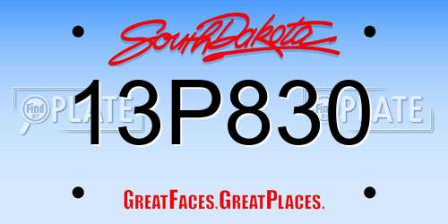 13P830 South Dakota License Plate