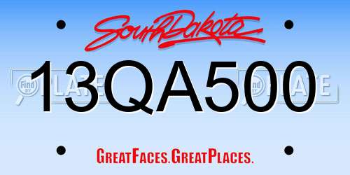 13QA500 South Dakota License Plate