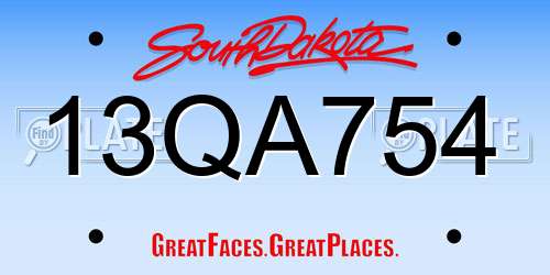 13QA754 South Dakota License Plate