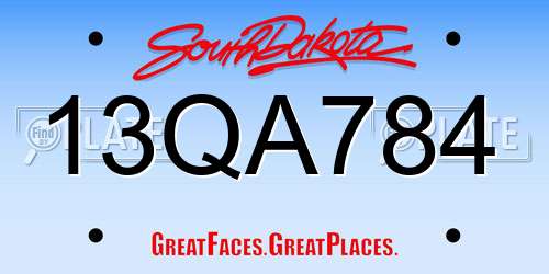 13QA784 South Dakota License Plate