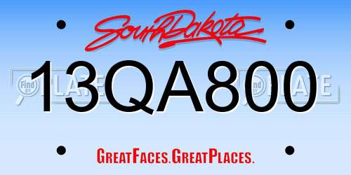 13QA800 South Dakota License Plate
