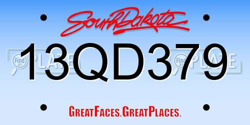 13QD379 South Dakota License Plate