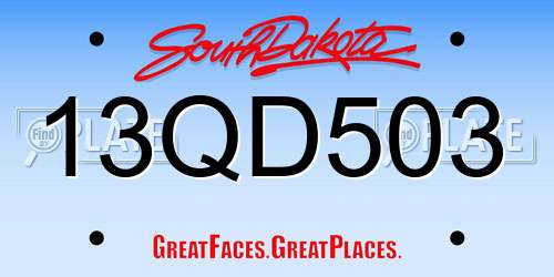 13QD503 South Dakota License Plate