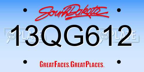 13QG612 South Dakota License Plate