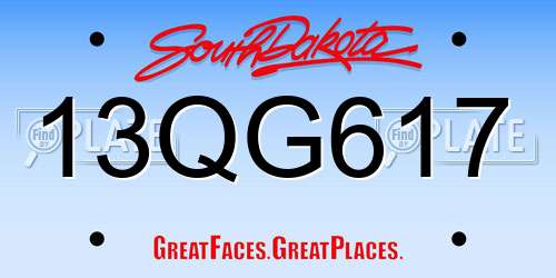 13QG617 South Dakota License Plate