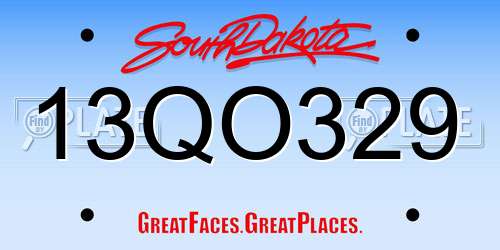 13QO329 South Dakota License Plate