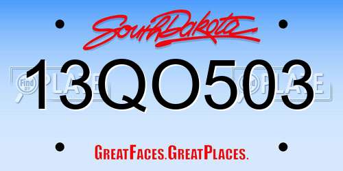 13QO503 South Dakota License Plate
