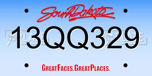 13QQ329 South Dakota License Plate