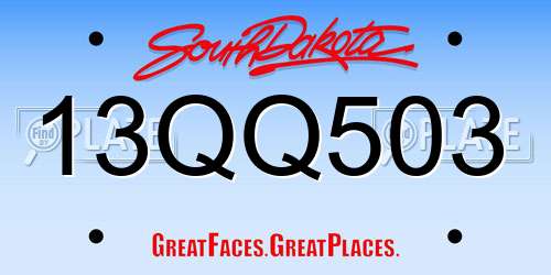13QQ503 South Dakota License Plate