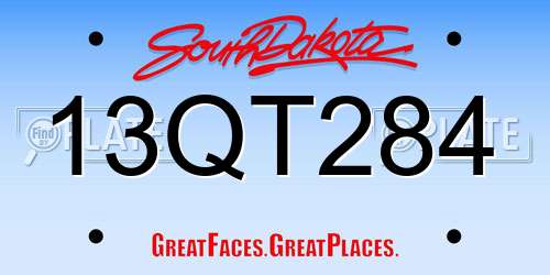 13QT284 South Dakota License Plate