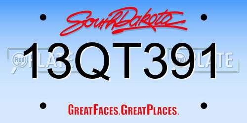 13QT391 South Dakota License Plate
