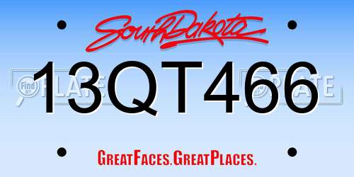 13QT466 South Dakota License Plate