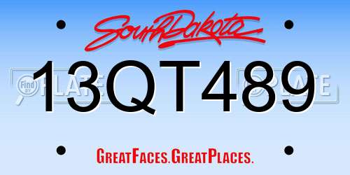 13QT489 South Dakota License Plate