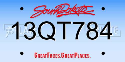 13QT784 South Dakota License Plate