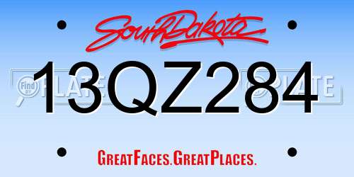 13QZ284 South Dakota License Plate
