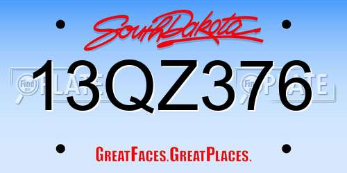 13QZ376 South Dakota License Plate