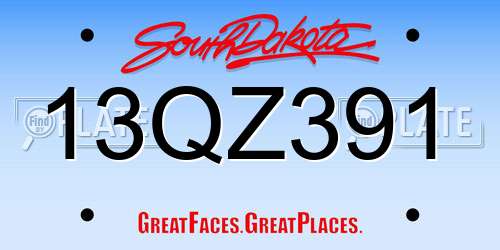 13QZ391 South Dakota License Plate