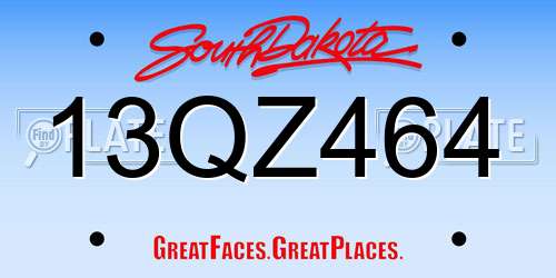 13QZ464 South Dakota License Plate