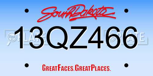 13QZ466 South Dakota License Plate