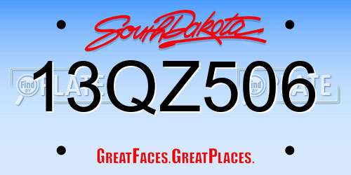 13QZ506 South Dakota License Plate