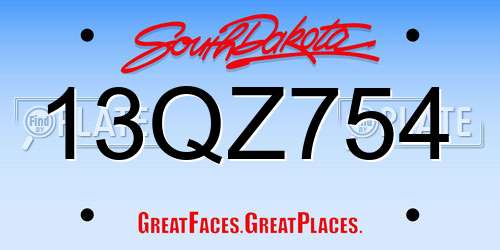 13QZ754 South Dakota License Plate