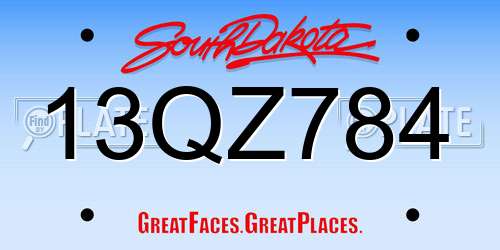 13QZ784 South Dakota License Plate