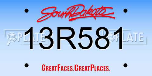 13R581 South Dakota License Plate