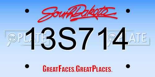 13S714 South Dakota License Plate