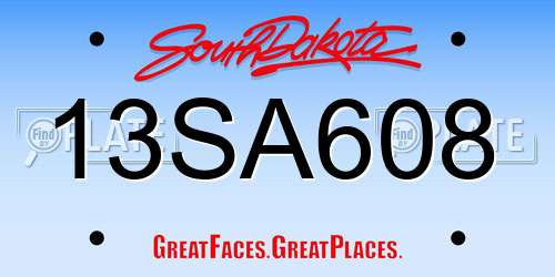 13SA608 South Dakota License Plate