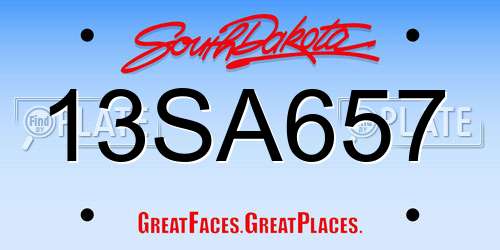 13SA657 South Dakota License Plate