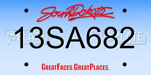 13SA682 South Dakota License Plate