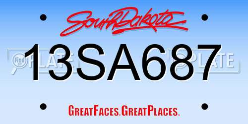 13SA687 South Dakota License Plate