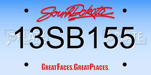 13SB155 South Dakota License Plate