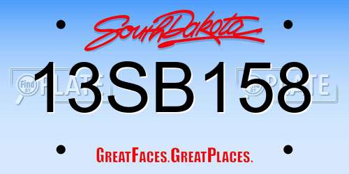 13SB158 South Dakota License Plate