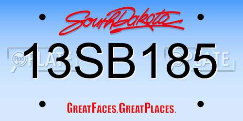 13SB185 South Dakota License Plate