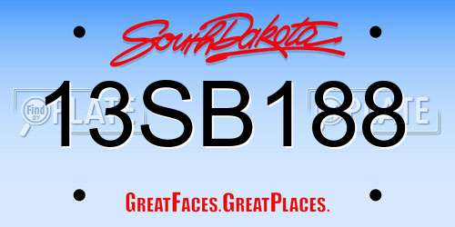 13SB188 South Dakota License Plate