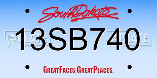 13SB740 South Dakota License Plate