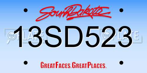 13SD523 South Dakota License Plate