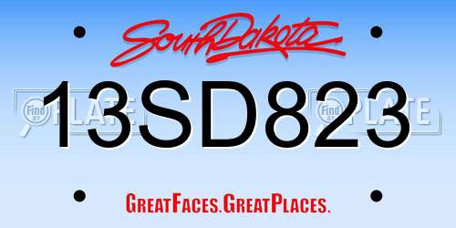 13SD823 South Dakota License Plate