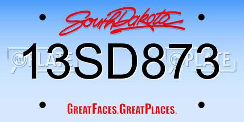 13SD873 South Dakota License Plate