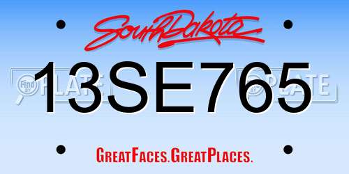 13SE765 South Dakota License Plate