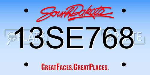 13SE768 South Dakota License Plate
